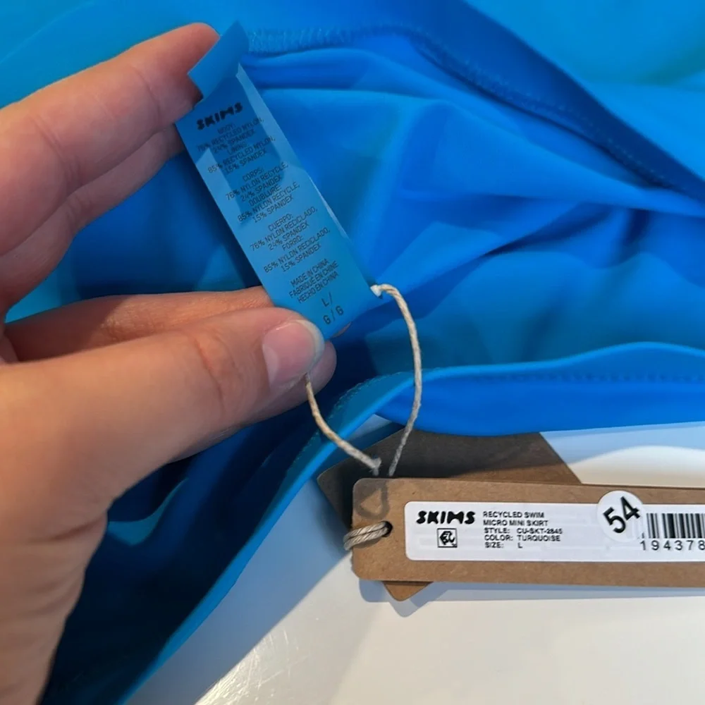 Skims Swim Micro Mini Skirt in Turquoise NWT Size Large